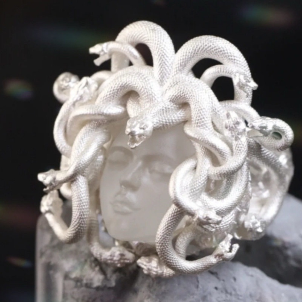 Mythical Silver Medusa Costume Ring